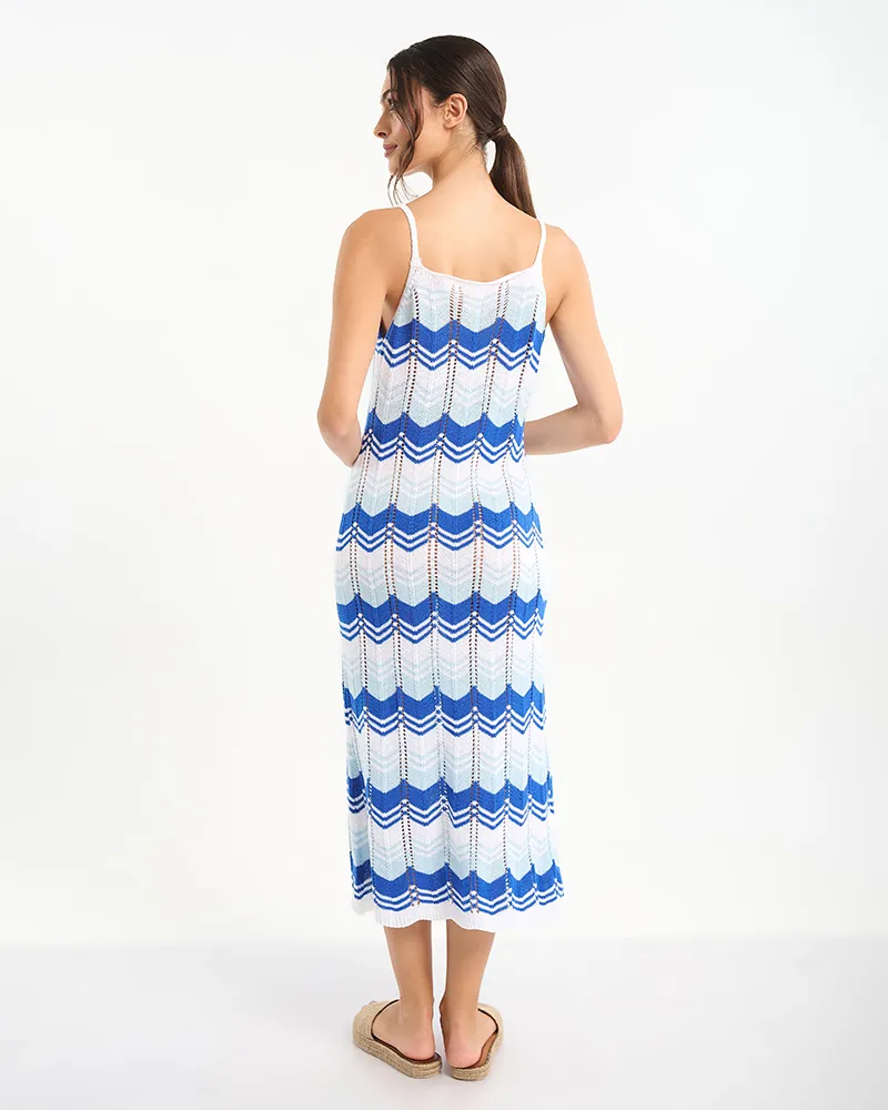 ΑΜΑΝΙΚΟ ΜΑΚΡΥ ΦΟΡΕΜΑ ΣΕ ΜΠΛΕ/ΓΑΛΑΖΙΟ/ΛΕΥΚΟ ΧΡΩΜΑ ONE SIZE (100% VISCOSE)