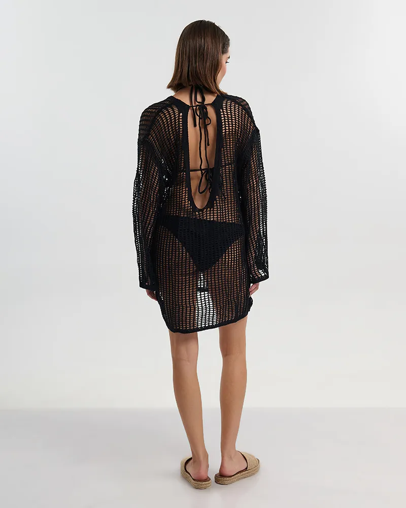 ΦΟΡΕΜΑ ΚΟΝΤΟ ΜΕ ΜΑΚΡΥ ΜΑΝΙΚΙ ΣΕ ΜΑΥΡΟ ΧΡΩΜΑ ONE SIZE (100% VISCOSE)