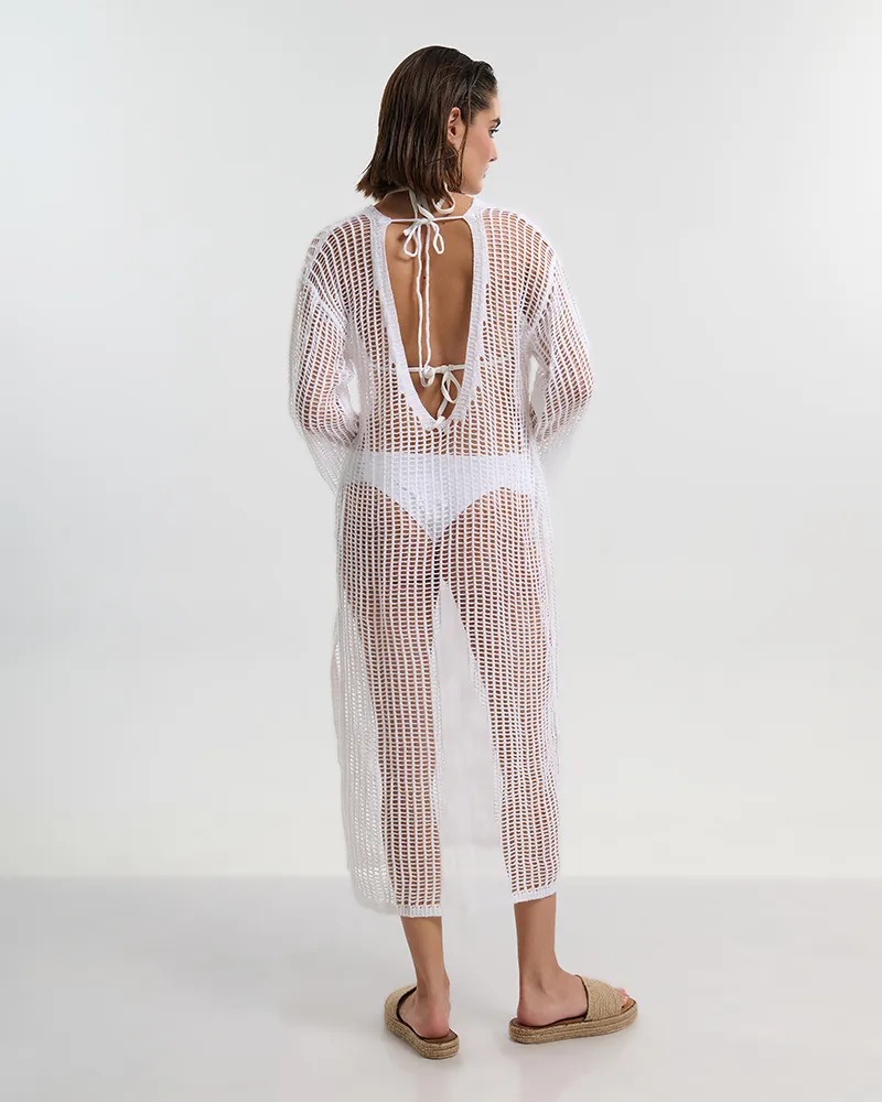 ΦΟΡΕΜΑ ΜΑΚΡΥ ΜΕ ΜΑΚΡΥ ΜΑΝΙΚΙ ΣΕ ΛΕΥΚΟ ΧΡΩΜΑ ONE SIZE (100% VISCOSE)