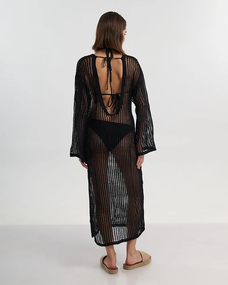 ΦΟΡΕΜΑ ΜΑΚΡΥ ΜΕ ΜΑΚΡΥ ΜΑΝΙΚΙ ΣΕ ΜΑΥΡΟ ΧΡΩΜΑ ONE SIZE (100% VISCOSE)