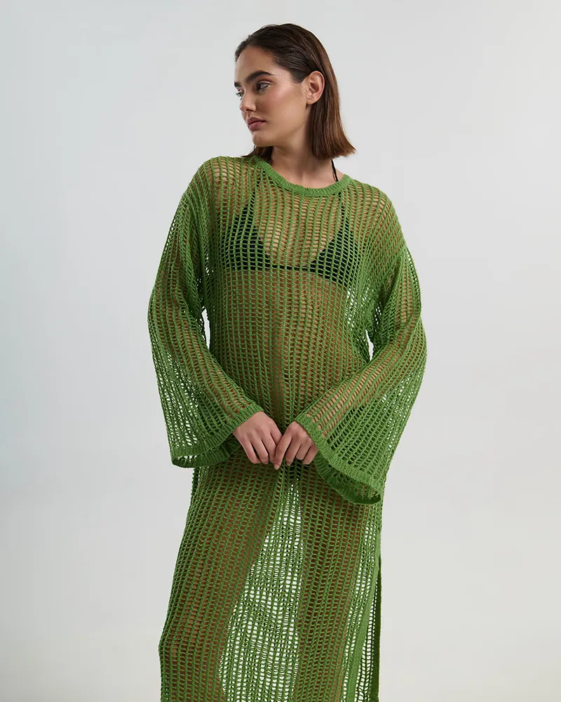 ΦΟΡΕΜΑ ΜΑΚΡΥ ΜΕ ΜΑΚΡΥ ΜΑΝΙΚΙ ΣΕ ΠΡΑΣΙΝΟ ΧΡΩΜΑ ONE SIZE (100% VISCOSE)