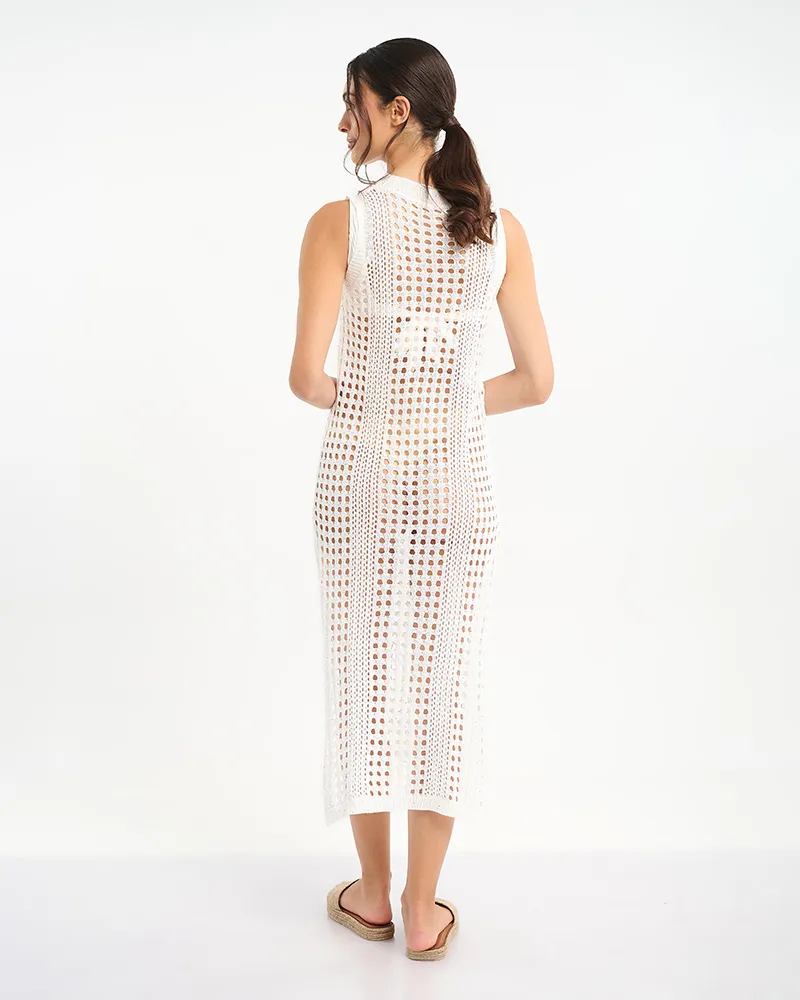 ΑΜΑΝΙΚΟ ΜΑΚΡΥ ΦΟΡΕΜΑ ΣΕ ΛΕΥΚΟ ΧΡΩΜΑ ONE SIZE (100% POLYESTER)