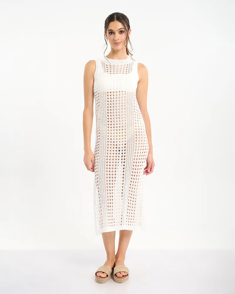 ΑΜΑΝΙΚΟ ΜΑΚΡΥ ΦΟΡΕΜΑ ΣΕ ΛΕΥΚΟ ΧΡΩΜΑ ONE SIZE (100% POLYESTER)