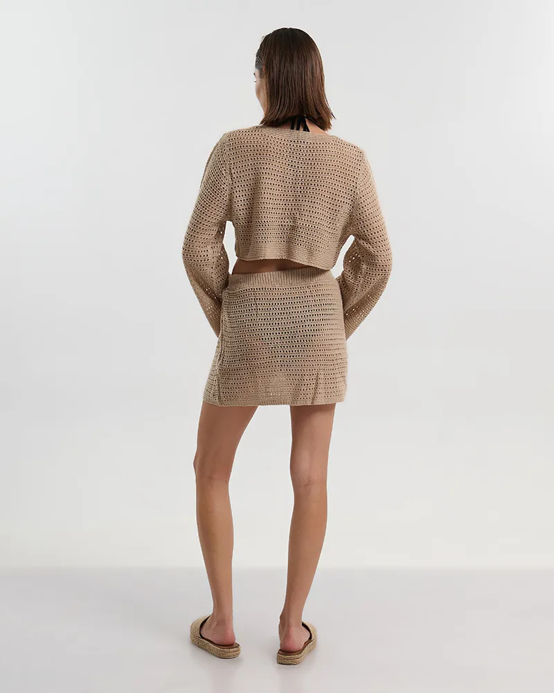 S/2 ΤΟΠ ΚΑΙ ΦΟΥΣΤΑ ΚΟΝΤΗ ΣΕ ΜΠΕΖ/ΚΑΦΕ ΧΡΩΜΑ ONE SIZE (100% VISCOSE)