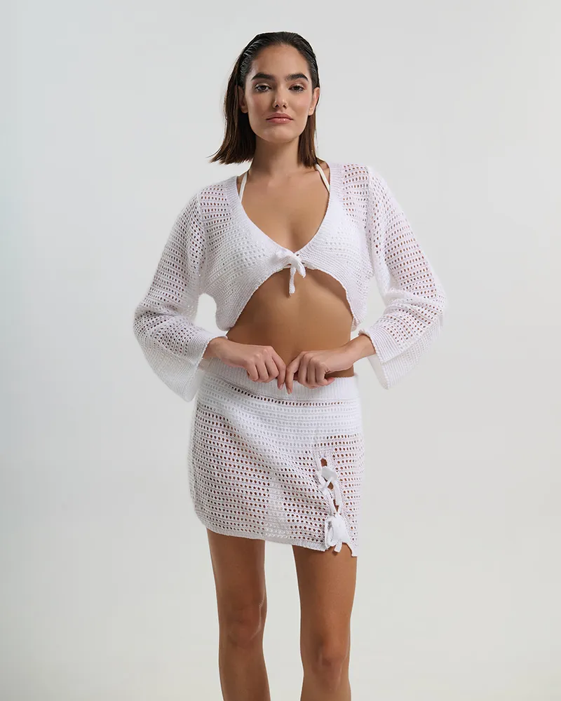 S/2 ΤΟΠ ΚΑΙ ΦΟΥΣΤΑ ΚΟΝΤΗ ΣΕ ΛΕΥΚΟ ΧΡΩΜΑ ONE SIZE (100% VISCOSE)