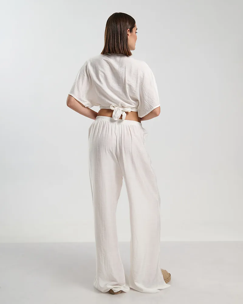 S/2 ΔΕΤΟ ΤΟΠ ΚΑΙ ΠΑΝΤΕΛΟΝΙ ΣΕ ΛΕΥΚΟ ΧΡΩΜΑ ONE SIZE (70% COTTON, 30% NYLON)