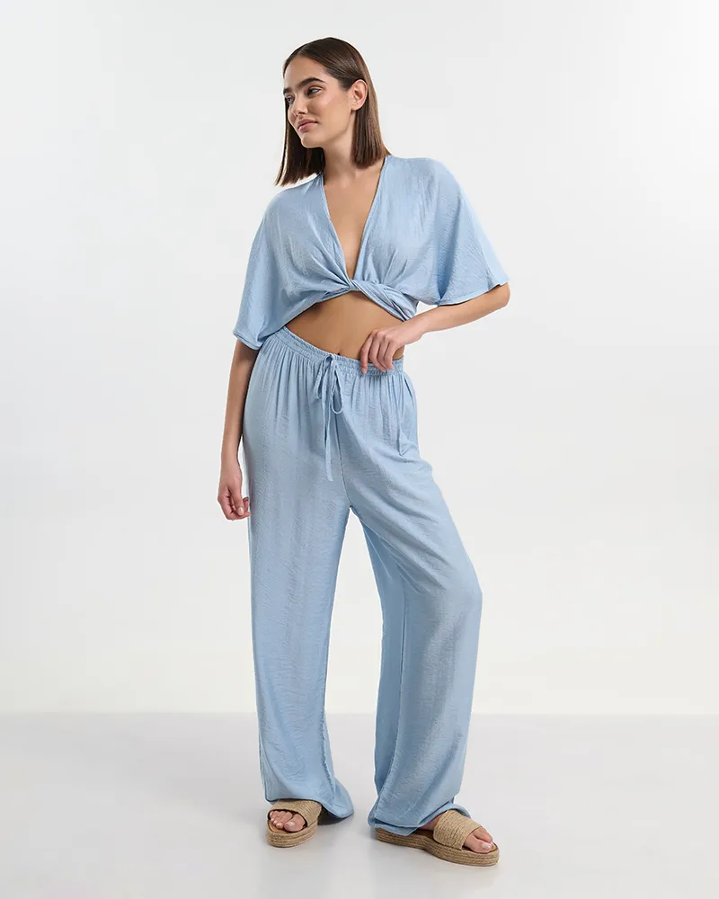 S/2 ΔΕΤΟ ΤΟΠ ΚΑΙ ΠΑΝΤΕΛΟΝΙ ΣΕ ΑΠΑΛΟ ΜΠΛΕ ΧΡΩΜΑ ONE SIZE (70% COTTON, 30% NYLON)