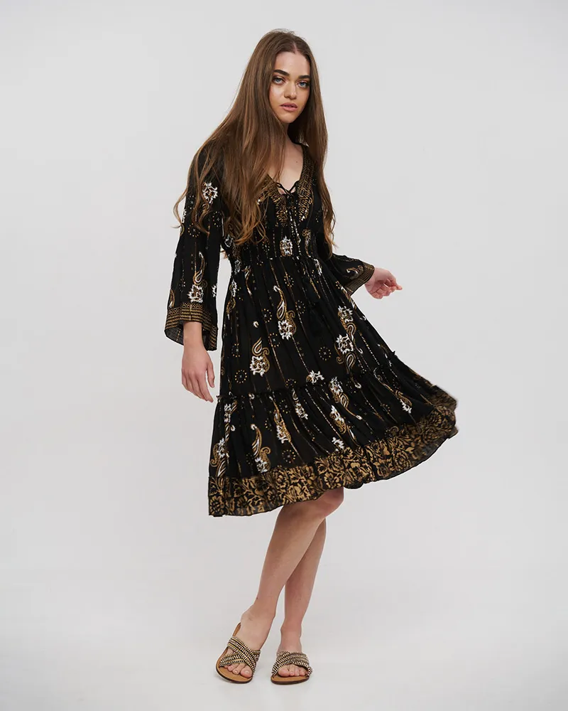 ΦΟΡΕΜΑ ΜΑΚΡΥΜΑΝΙΚΟ ΣΕ ΜΑΥΡΟ ΧΡΩΜΑ ME LUREX ONE SIZE (100% VISCOSE)