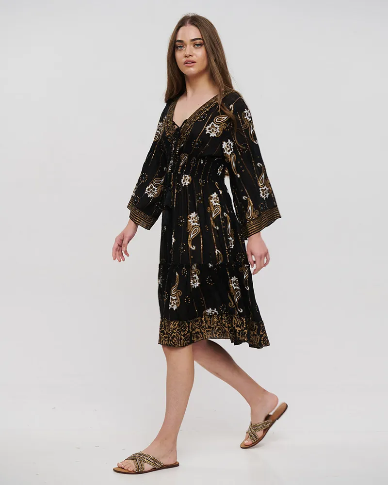 ΦΟΡΕΜΑ ΜΑΚΡΥΜΑΝΙΚΟ ΣΕ ΜΑΥΡΟ ΧΡΩΜΑ ME LUREX ONE SIZE (100% VISCOSE)