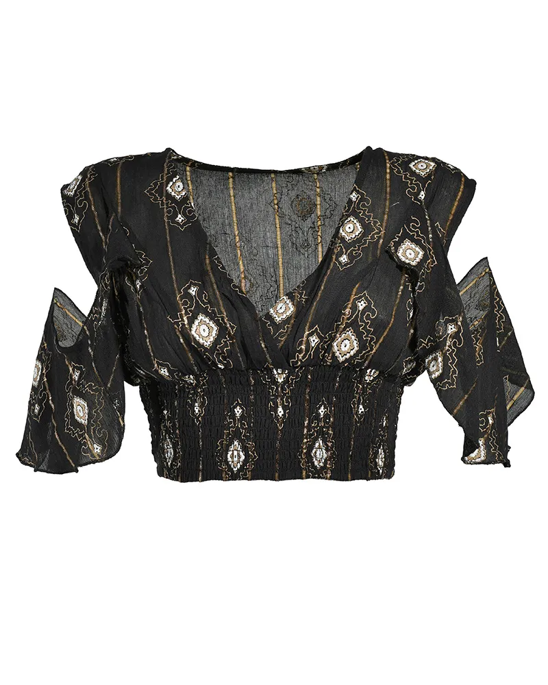 ΤΟΠ ΚΟΝΤΟ ΣΕ ΜΑΥΡΟ ΧΡΩΜΑ ME LUREX ONE SIZE (100% VISCOSE)