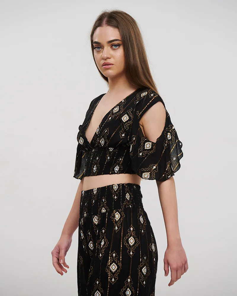 ΤΟΠ ΚΟΝΤΟ ΣΕ ΜΑΥΡΟ ΧΡΩΜΑ ME LUREX ONE SIZE (100% VISCOSE)