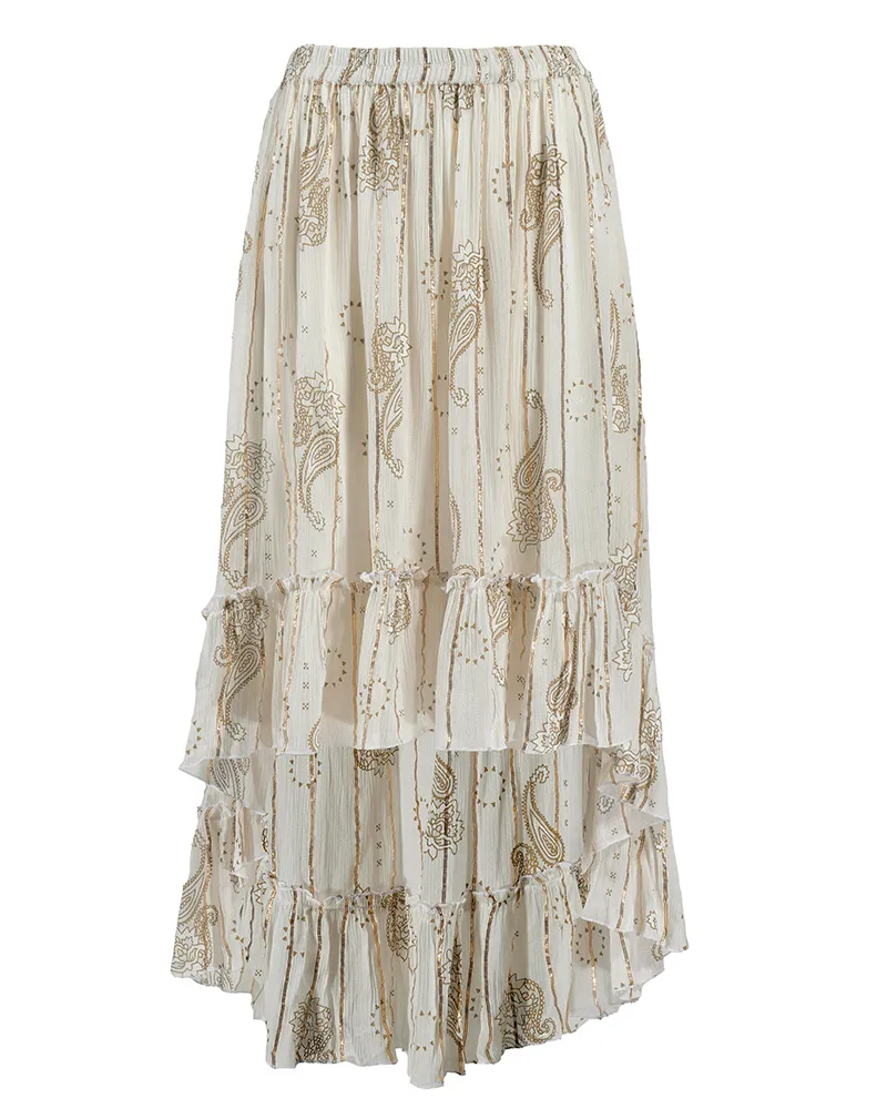 ΦΟΥΣΤΑ ΑΣΥΜΜΕΤΡΗ ΣΕ ΛΕΥΚΟ ΧΡΩΜΑ ΜΕ LUREX ONE SIZE(100% VISCOSE)