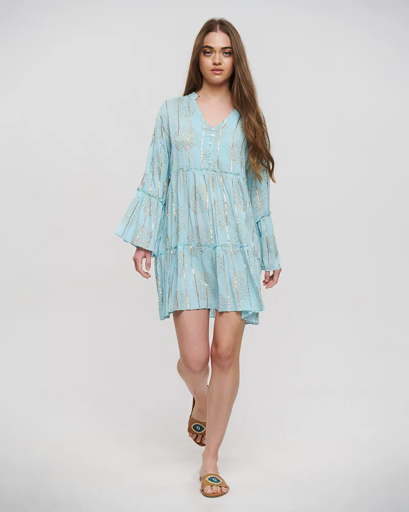 ΚΑΦΤΑΝΙ/ΦΟΡΕΜΑ ΚΟΝΤΟ ΣΕ ΓΑΛΑΖΙΟ ΧΡΩΜΑ ΜΕ LUREX ONE SIZE(100% VISCOSE)