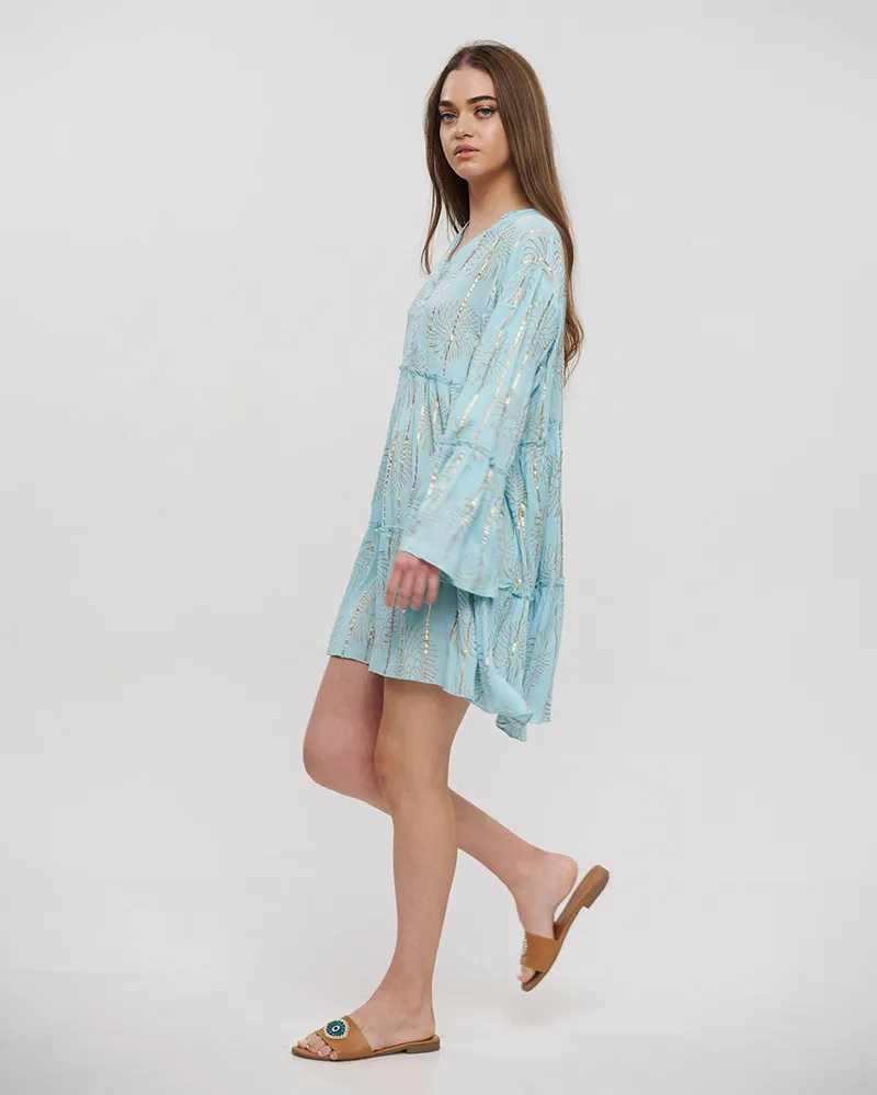 ΚΑΦΤΑΝΙ/ΦΟΡΕΜΑ ΚΟΝΤΟ ΣΕ ΓΑΛΑΖΙΟ ΧΡΩΜΑ ΜΕ LUREX ONE SIZE(100% VISCOSE)