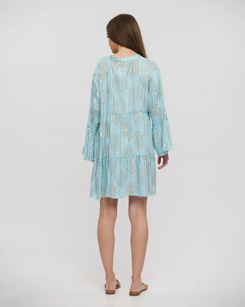 ΚΑΦΤΑΝΙ/ΦΟΡΕΜΑ ΚΟΝΤΟ ΣΕ ΓΑΛΑΖΙΟ ΧΡΩΜΑ ΜΕ LUREX ONE SIZE(100% VISCOSE)