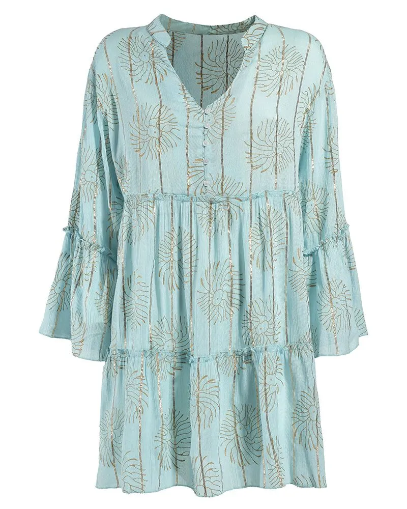 ΚΑΦΤΑΝΙ/ΦΟΡΕΜΑ ΚΟΝΤΟ ΣΕ ΓΑΛΑΖΙΟ ΧΡΩΜΑ ΜΕ LUREX ONE SIZE(100% VISCOSE)