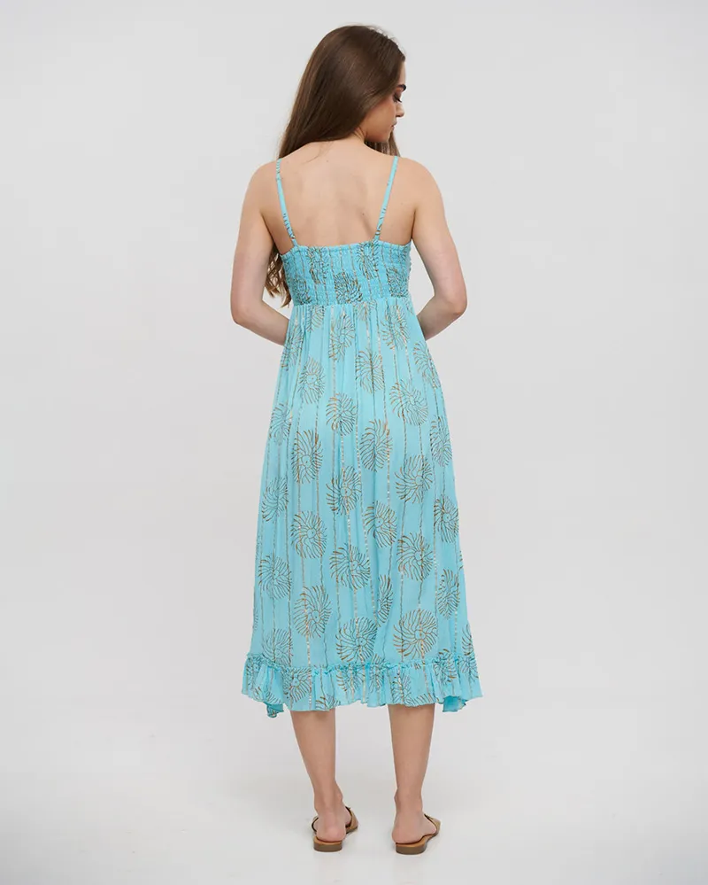 ΦΟΡΕΜΑ ΜΑΚΡΥ ΑΜΑΝΙΚΟ ΣΕ ΓΑΛΑΖΙΟ ΧΡΩΜΑ ΜΕ LUREX ONE SIZE(100% VISCOSE)