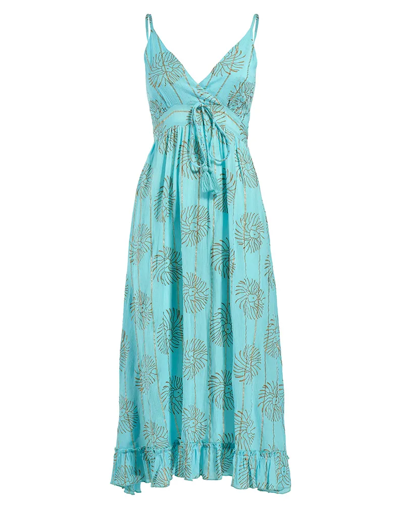 ΦΟΡΕΜΑ ΜΑΚΡΥ ΑΜΑΝΙΚΟ ΣΕ ΓΑΛΑΖΙΟ ΧΡΩΜΑ ΜΕ LUREX ONE SIZE(100% VISCOSE)