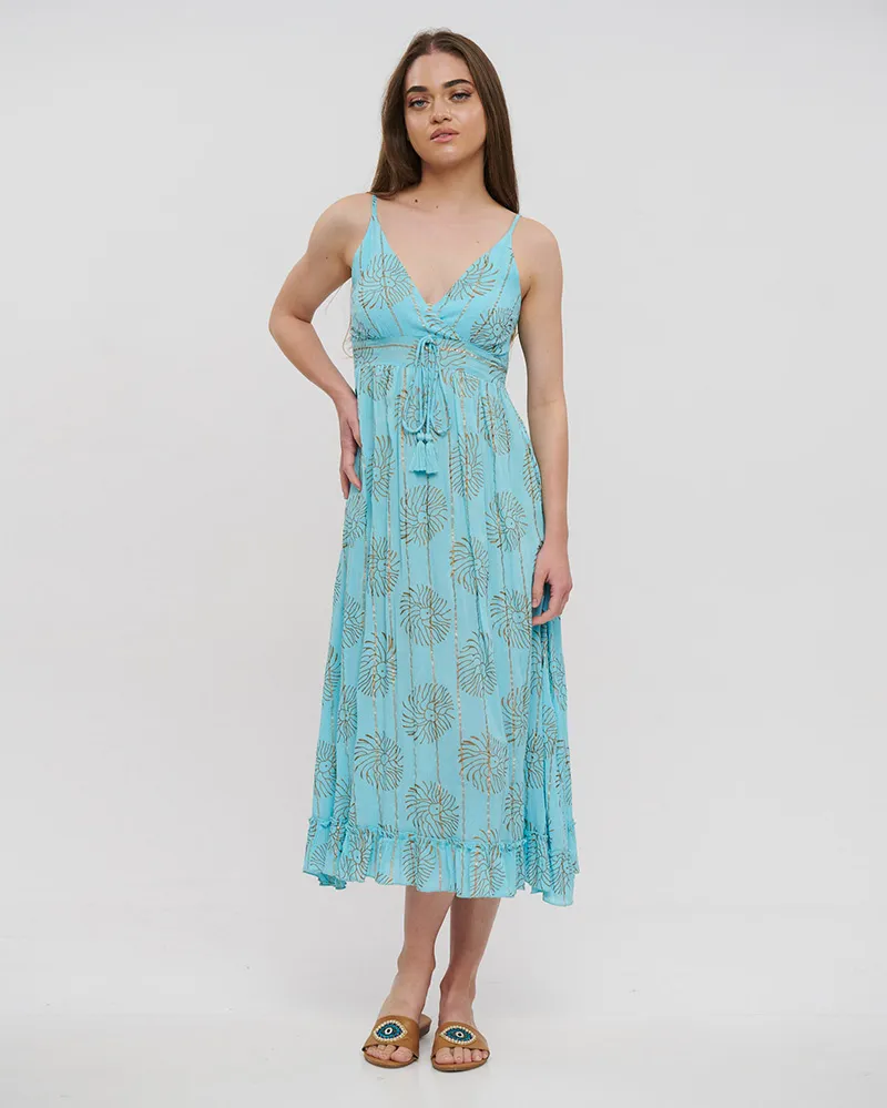 ΦΟΡΕΜΑ ΜΑΚΡΥ ΑΜΑΝΙΚΟ ΣΕ ΓΑΛΑΖΙΟ ΧΡΩΜΑ ΜΕ LUREX ONE SIZE(100% VISCOSE)