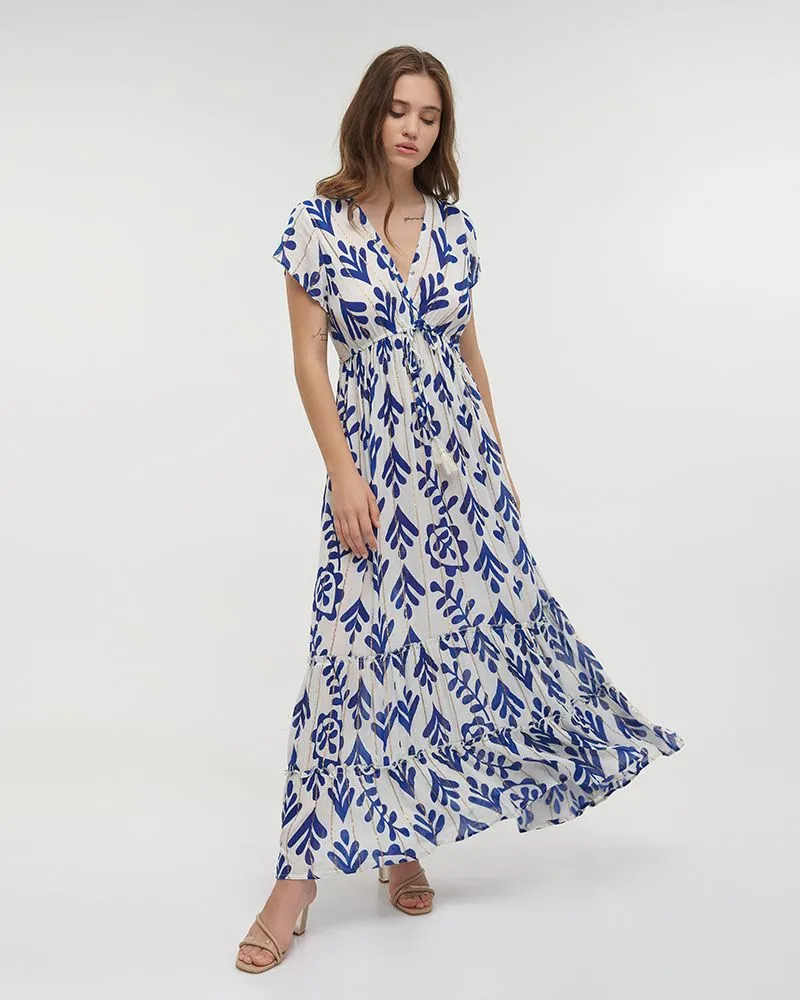 ΦΟΡΕΜΑ ΜΑΚΡΥ ΑΜΑΝΙΚΟ ΣΕ ΛΕΥΚΟ/ΜΠΛΕ ΧΡΩΜΑ ΜΕ LUREX ONE SIZE(100% VISCOSE)