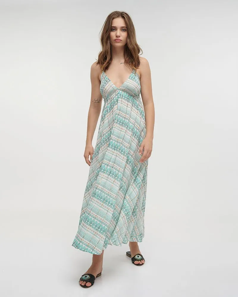 ΦΟΡΕΜΑ ΜΑΚΡΥ ΑΜΑΝΙΚΟ ΣΕ ΛΕΥΚΟ/ΠΡΑΣΙΝΟ ΧΡΩΜΑ ΜΕ LUREX ONE SIZE(100% VISCOSE)