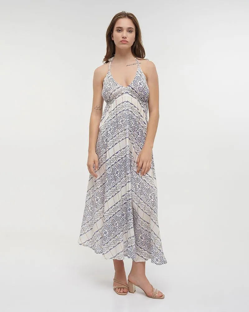 ΦΟΡΕΜΑ ΜΑΚΡΥ ΑΜΑΝΙΚΟ ΣΕ ΜΠΛΕ/ΛΕΥΚΟ ΧΡΩΜΑ ΜΕ LUREX ONE SIZE(100% VISCOSE)