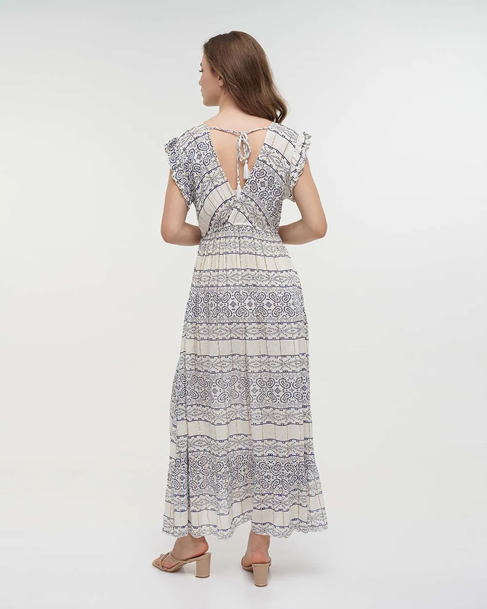 ΦΟΡΕΜΑ ΜΑΚΡΥ ΑΜΑΝΙΚΟ ΣΕ ΜΠΛΕ/ΛΕΥΚΟ ΧΡΩΜΑ ΜΕ LUREX ΚΑΙ ΒΟΛΑΝ ONE SIZE(100% VISCOSE)