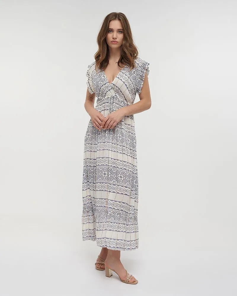 ΦΟΡΕΜΑ ΜΑΚΡΥ ΑΜΑΝΙΚΟ ΣΕ ΜΠΛΕ/ΛΕΥΚΟ ΧΡΩΜΑ ΜΕ LUREX ΚΑΙ ΒΟΛΑΝ ONE SIZE(100% VISCOSE)