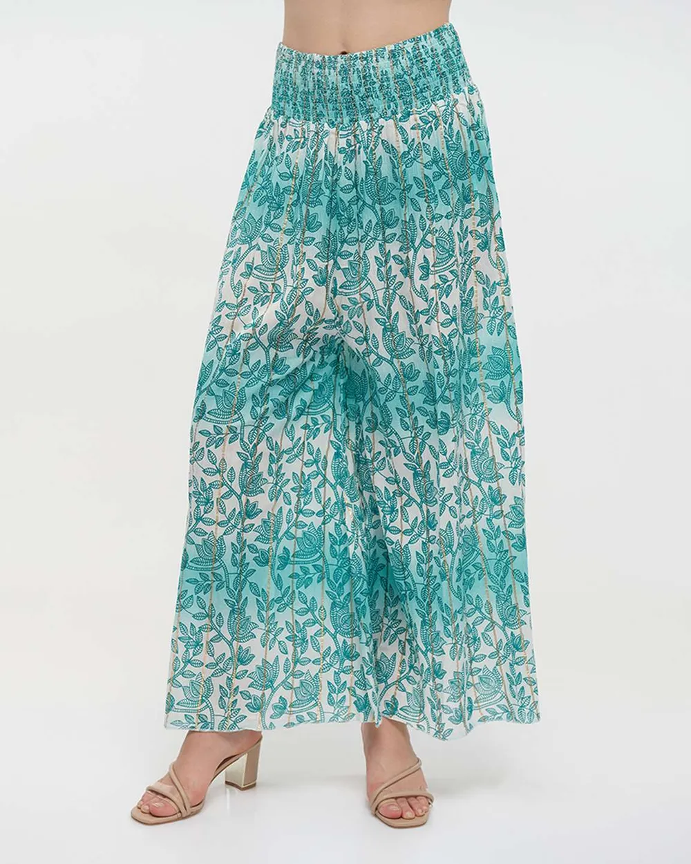 ΠΑΝΤΕΛΟΝΑ ΣΕ ΛΕΥΚΟ/ΠΡΑΣΙΝΟ ΧΡΩΜΑ ΜΕ LUREX ΟNE SIZE(100% VISCOSE)