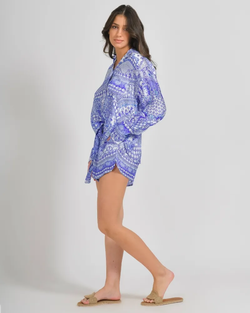 ΠΟΥΚΑΜΙΣΟ ΜΠΛΕ/ΛΕΥΚΟ ΜΕ ΣΧΕΔΙΑ ONE SIZE (100%VISCOSE SATIN)