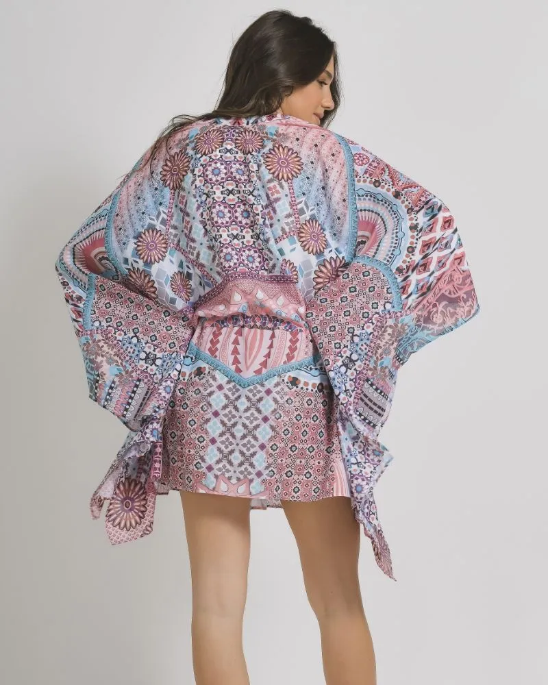 ΟΛΟΣΩΜΗ ΦΟΡΜΑ ΚΟΝΤΗ ΜΕ 3/4 ΜΑΝΙΚΙ ΛΕΥΚΟ/ΡΟΖ ΜΕ ΣΧΕΔΙΑ ONE SIZE (100% LINEN)