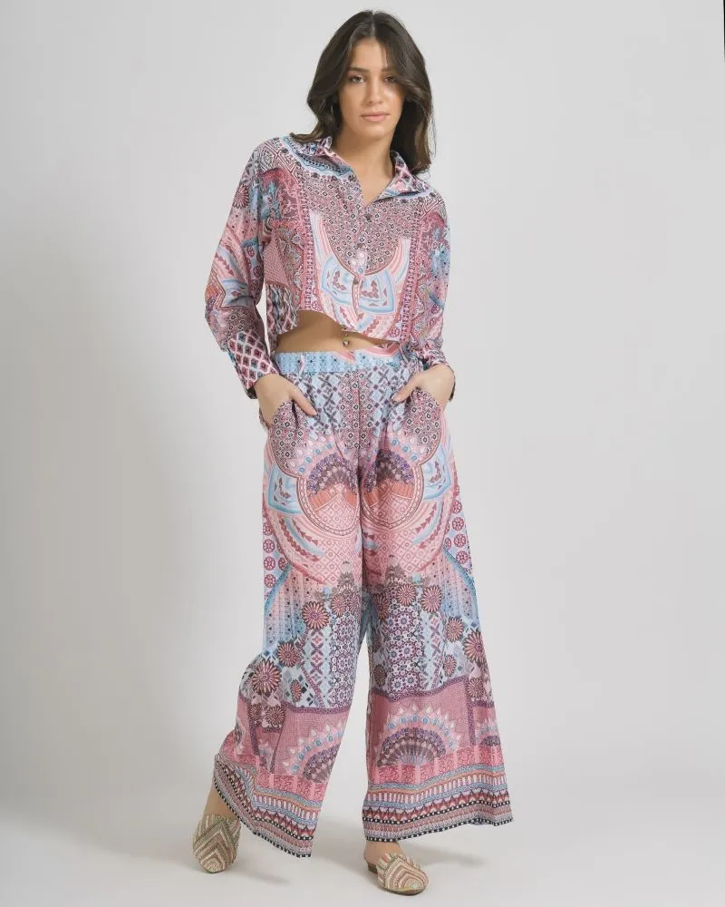 ΠΟΥΚΑΜΙΣΟ ΚΟΝΤΟ ΜΕ ΜΑΚΡΥ ΜΑΝΙΚΙ ΛΕΥΚΟ/ΡΟΖ ΜΕ ΣΧΕΔΙΑ ONE SIZE (100% LINEN)