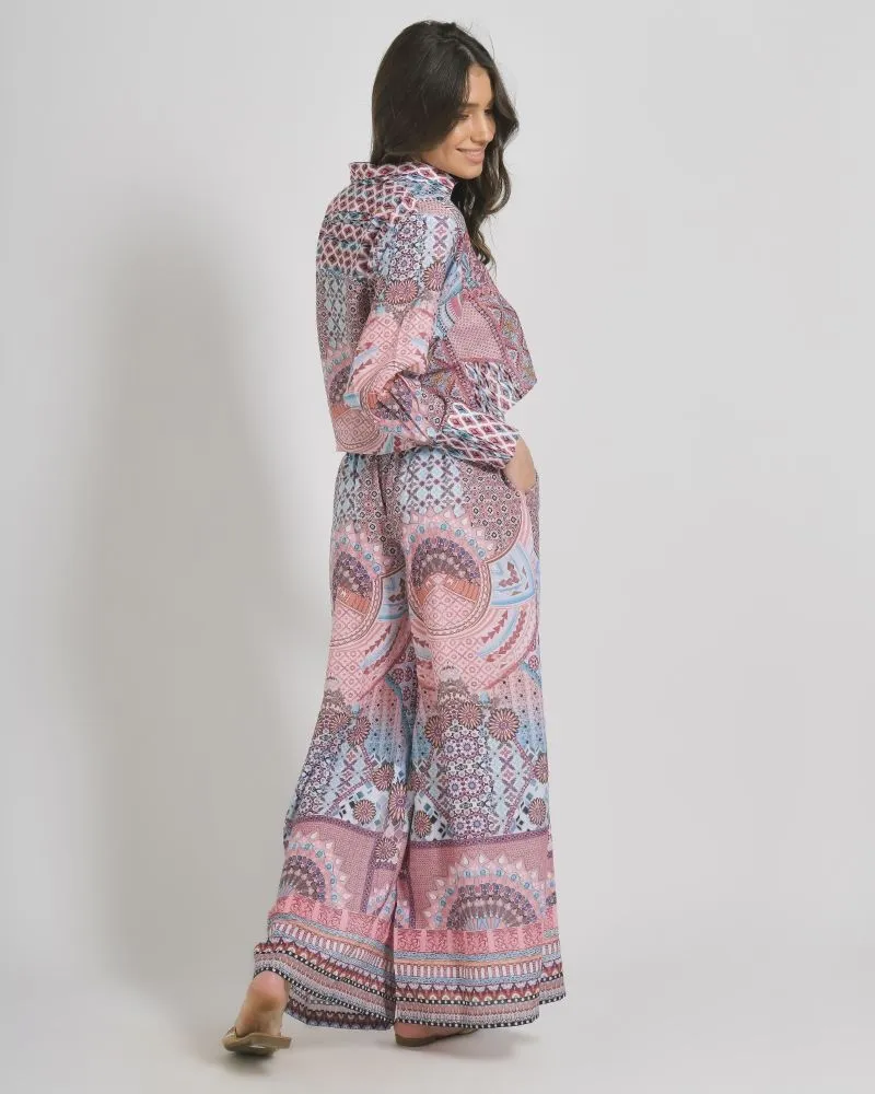 ΠΑΝΤΕΛΟΝΑ ΛΕΥΚΟ/ΡΟΖ ΜΕ ΣΧΕΔΙΑ ONE SIZE (100% LINEN)