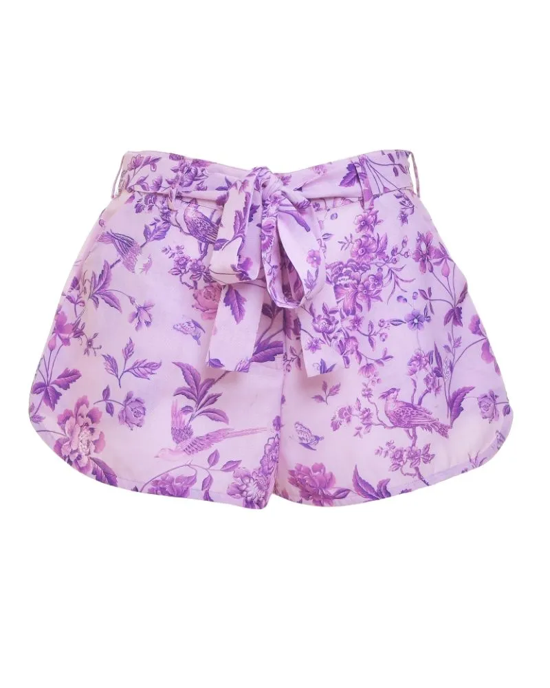 ΣΟΡΤΣΑΚΙ ΜΕ ΖΩΝΗ ΜΩΒ ΜΕ ΛΟΥΛΟΥΔΙΑ ONE SIZE ( 100%LINEN)