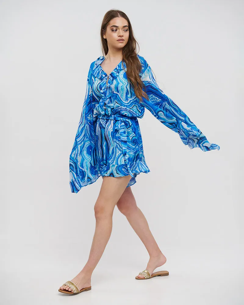 ΟΛΟΣΩΜΗ ΦΟΡΜΑ ΚΟΝΤΗ ΣΕ ΛΕΥΚΟ ΜΠΛΕ ΧΡΩΜΑ S/M ( VISCOSE MODAL )