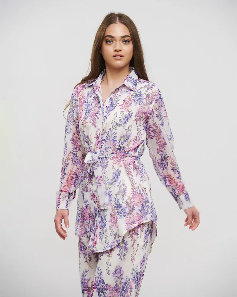 ΠΟΥΚΑΜΙΣΑ ΜΕ ΡΟΖ ΜΩΒ ΛΟΥΛΟΥΔΙΑ S/M (POLYESTER CHIFFON)