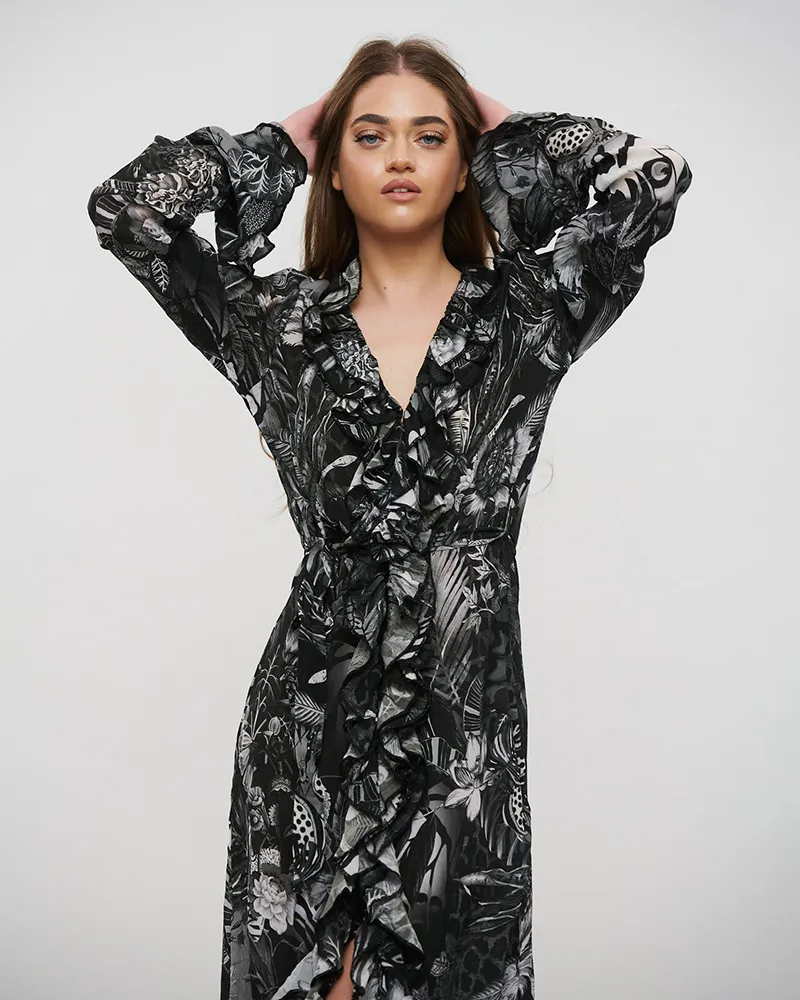 ΦΟΡΕΜΑ ΑΣΥΜΜΕΤΡΟ ΑΣΠΡΟΜΑΥΡΟ S/M (VISCOSE CREPE)