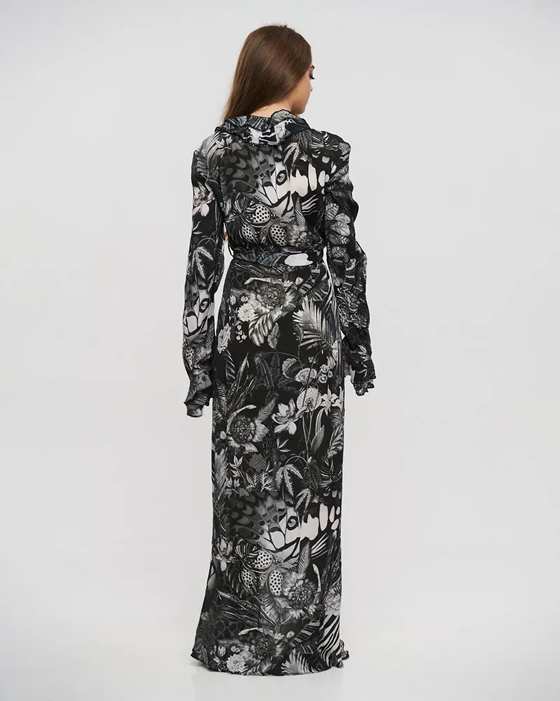 ΦΟΡΕΜΑ ΑΣΥΜΜΕΤΡΟ ΑΣΠΡΟΜΑΥΡΟ M/L (VISCOSE CREPE)