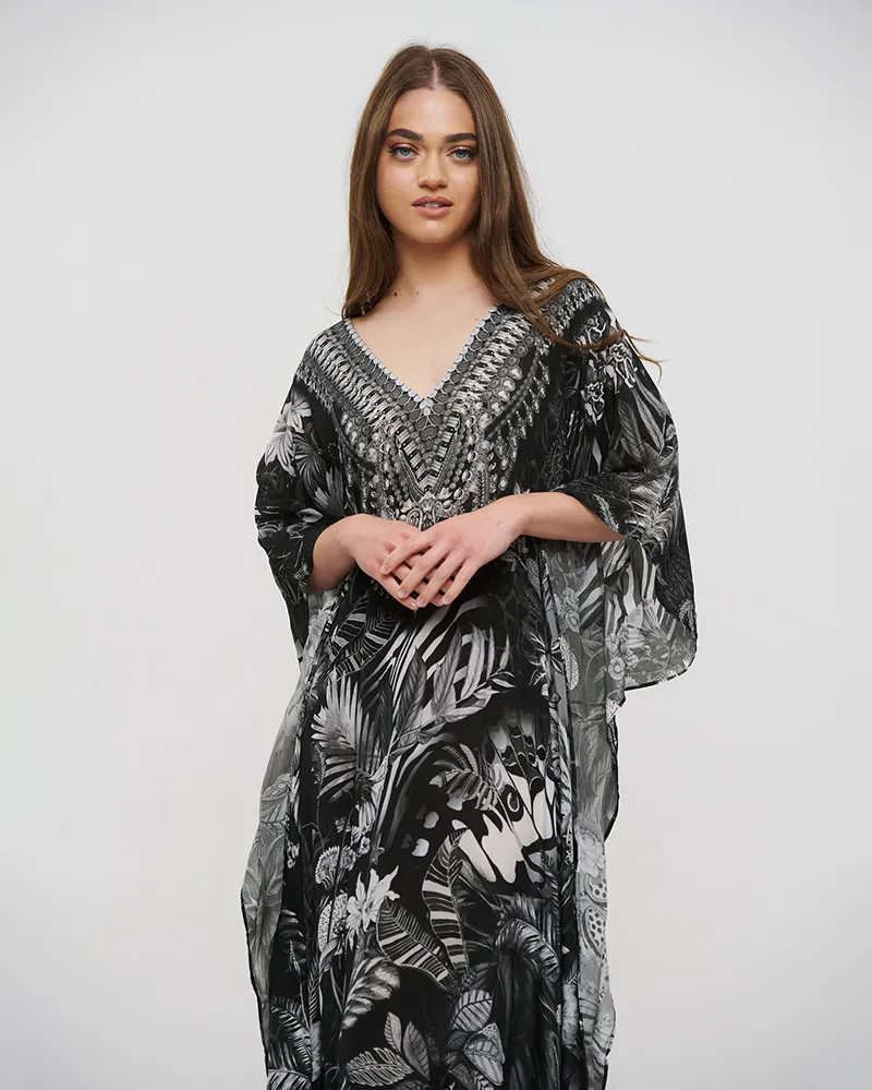 ΚΑΦΤΑΝΙ/ΦΟΡΕΜΑ ΜΑΚΡΥ ΑΣΠΡΟΜΑΥΡΟ S/M (VISCOSE CREPE)