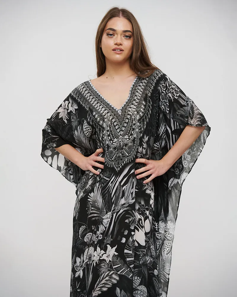 ΚΑΦΤΑΝΙ/ΦΟΡΕΜΑ ΜΑΚΡΥ ΑΣΠΡΟΜΑΥΡΟ S/M (VISCOSE CREPE)