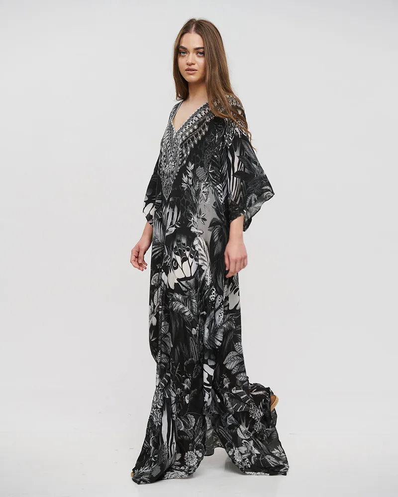 ΚΑΦΤΑΝΙ/ΦΟΡΕΜΑ ΜΑΚΡΥ ΑΣΠΡΟΜΑΥΡΟ S/M (VISCOSE CREPE)