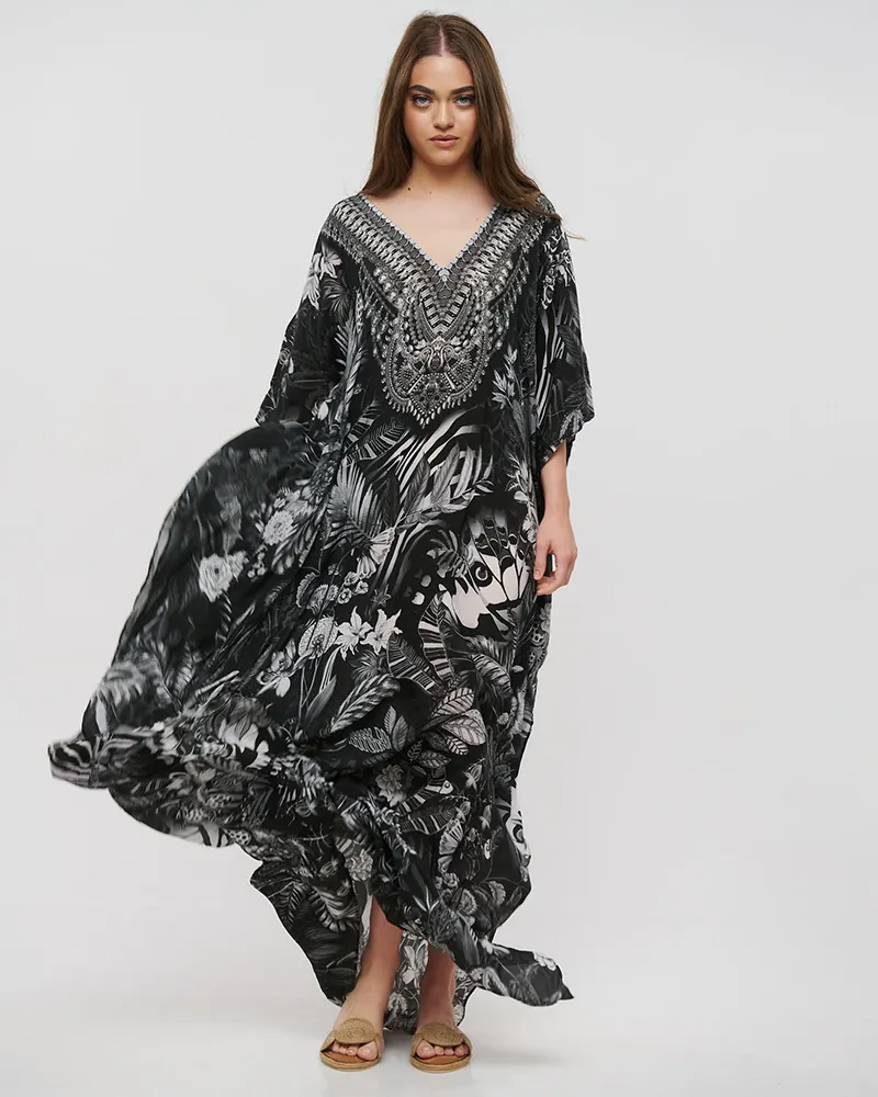 ΚΑΦΤΑΝΙ/ΦΟΡΕΜΑ ΜΑΚΡΥ ΑΣΠΡΟΜΑΥΡΟ M/L (VISCOSE CREPE)