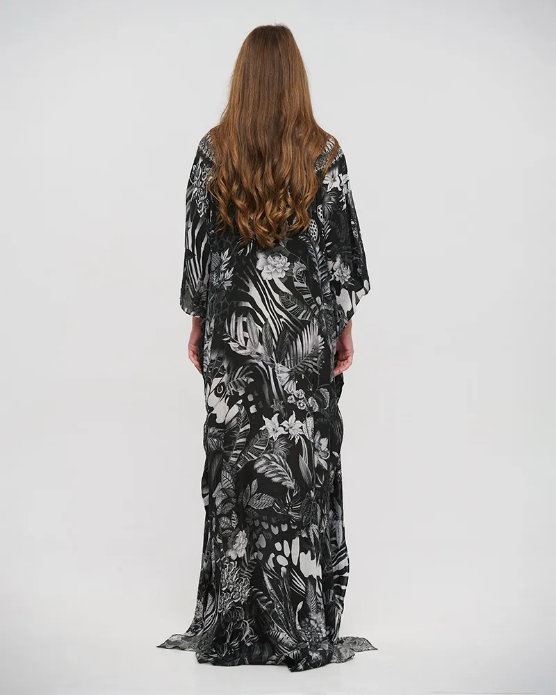 ΚΑΦΤΑΝΙ/ΦΟΡΕΜΑ ΜΑΚΡΥ ΑΣΠΡΟΜΑΥΡΟ M/L (VISCOSE CREPE)