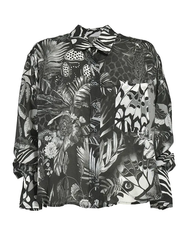 ΠΟΥΚΑΜΙΣΟ ΚΟΝΤΟ ΑΣΠΡΟΜΑΥΡΟ M/L (VISCOSE CREPE)