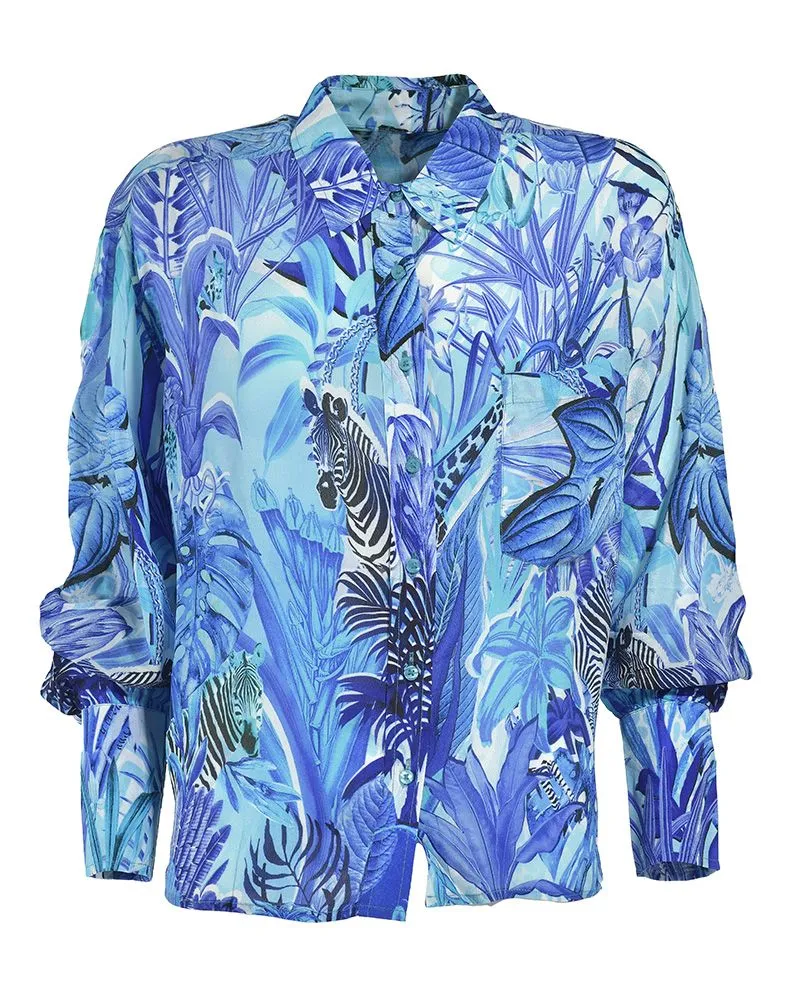 ΠΟΥΚΑΜΙΣΟ ΚΟΝΤΟ ΜΠΛΕ/ΤΥΡΚΟΥΑΖ S/M (VISCOSE CREPE)