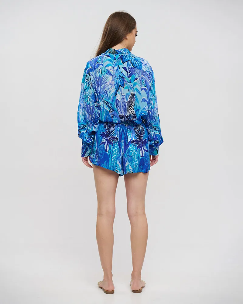 ΠΟΥΚΑΜΙΣΟ ΚΟΝΤΟ ΜΠΛΕ/ΤΥΡΚΟΥΑΖ M/L (VISCOSE CREPE)