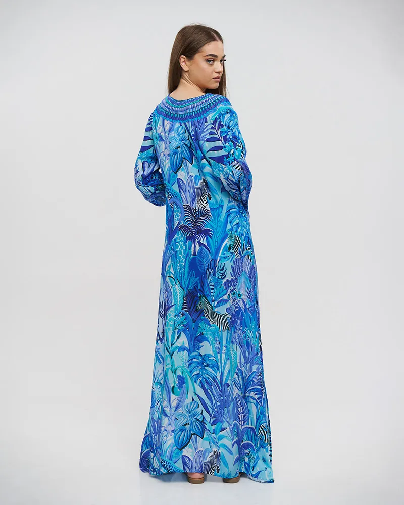 ΚΑΦΤΑΝΙ/ΦΟΡΕΜΑ ΜΑΚΡΥ ΜΠΛΕ/ΤΥΡΚΟΥΑΖ S/M (VISCOSE CREPE)