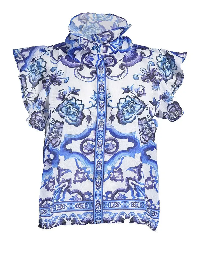 ΤΟΠ ΚΟΝΤΟ ΑΜΑΝΙΚΟ ΜΠΛΕ/ΛΕΥΚΟ/ΜΩΒ M/L (LINEN)