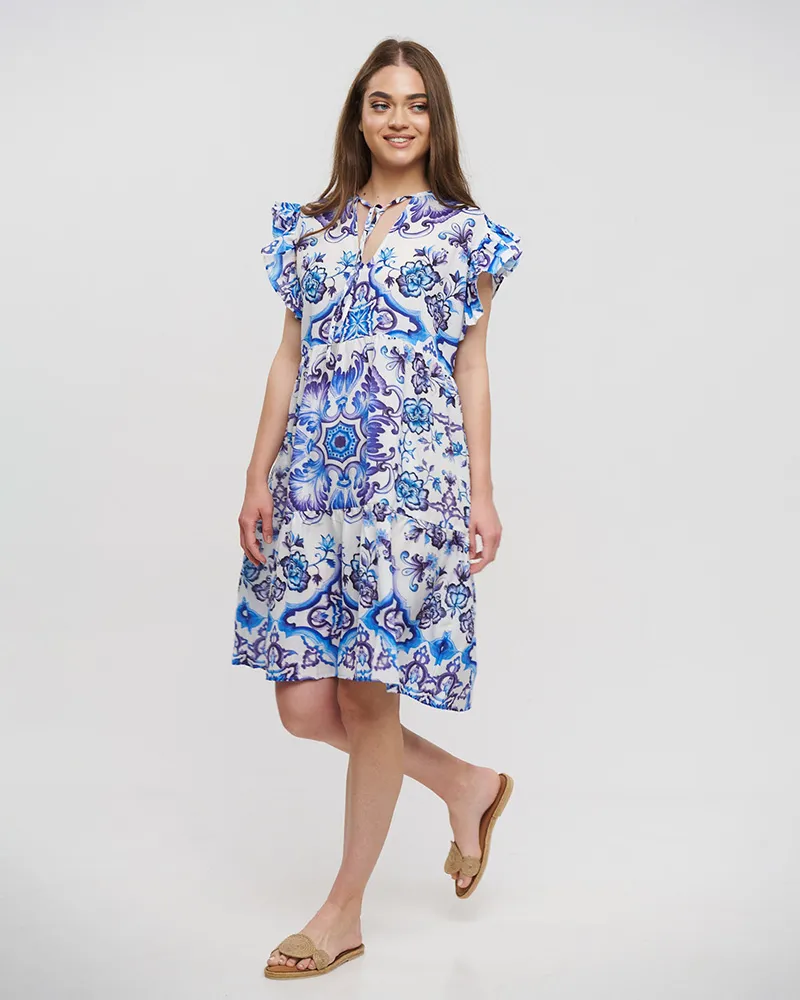 ΦΟΡΕΜΑ ΚΟΝΤΟ ΜΕ ΒΟΛΑΝ ΜΠΛΕ/ΛΕΥΚΟ/ΜΩΒ ONE SIZE (LINEN)