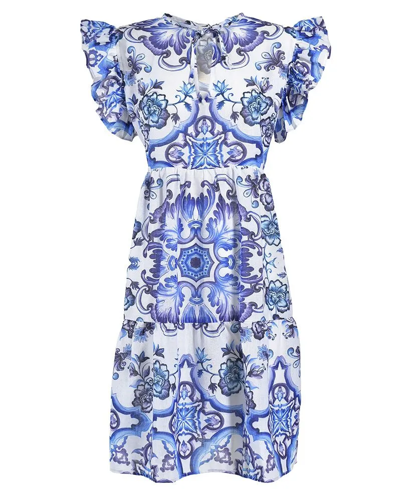 ΦΟΡΕΜΑ ΚΟΝΤΟ ΜΕ ΒΟΛΑΝ ΜΠΛΕ/ΛΕΥΚΟ/ΜΩΒ ONE SIZE (LINEN)